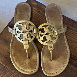 Tory Burch gold Miller sandals size 10